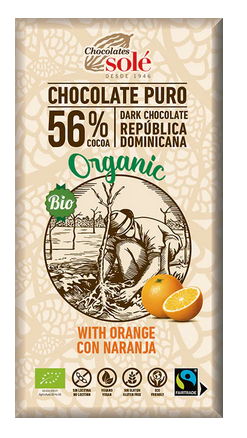 Horká čokoláda pomarančová BIO 100g Solé